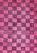 Machine Washable Checkered Pink Modern Rug, wshabs336pnk