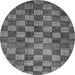 Round Machine Washable Checkered Gray Modern Rug, wshabs336gry