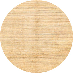 Round Abstract Mustard Yellow Solid Rug, abs3370