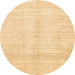 Round Abstract Mustard Yellow Solid Rug, abs3370