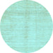 Round Solid Light Blue Modern Rug, abs3370lblu