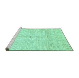 Sideview of Machine Washable Solid Turquoise Modern Area Rugs, wshabs3370turq