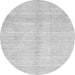 Round Machine Washable Solid Gray Modern Rug, wshabs3370gry