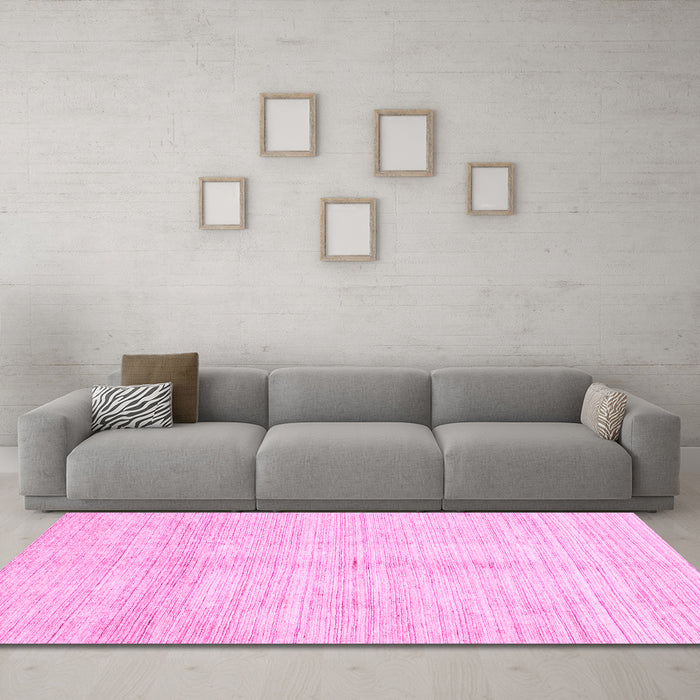 Machine Washable Solid Pink Modern Rug in a Living Room, wshabs3370pnk