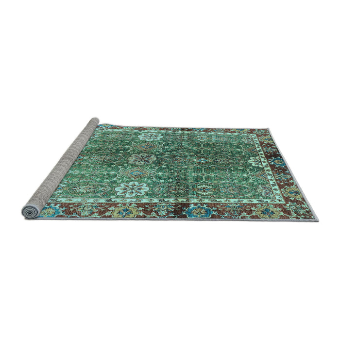 Sideview of Machine Washable Oriental Light Blue Traditional Rug, wshabs3371lblu