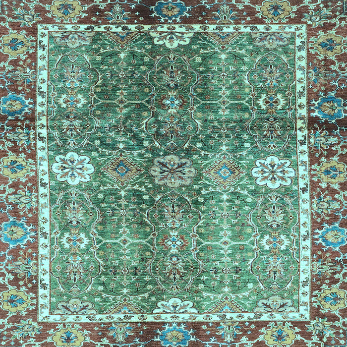 Square Machine Washable Oriental Light Blue Traditional Rug, wshabs3371lblu