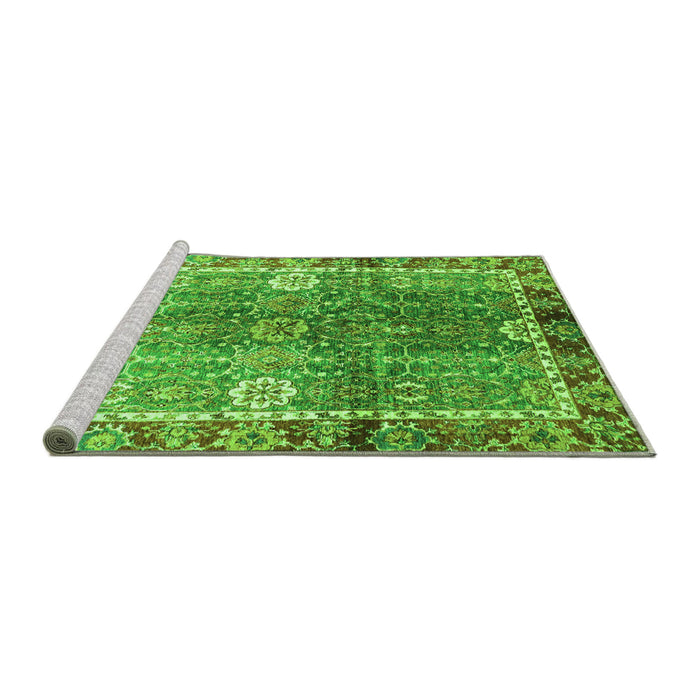 Sideview of Machine Washable Oriental Green Traditional Area Rugs, wshabs3371grn