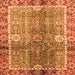 Square Machine Washable Oriental Orange Traditional Area Rugs, wshabs3371org