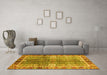 Machine Washable Oriental Yellow Traditional Rug in a Living Room, wshabs3371yw