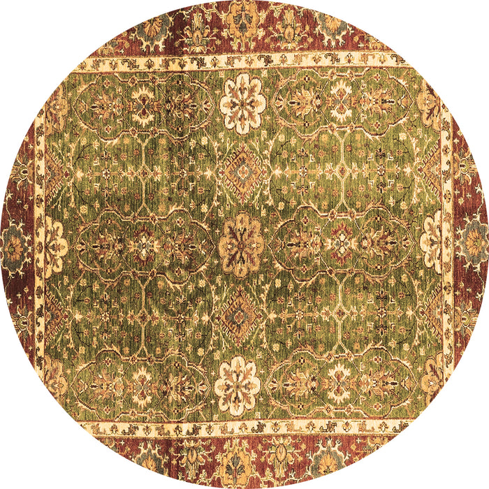 Round Oriental Brown Traditional Rug, abs3371brn