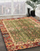 Abstract Metallic Gold Oriental Rug in Family Room, abs3371