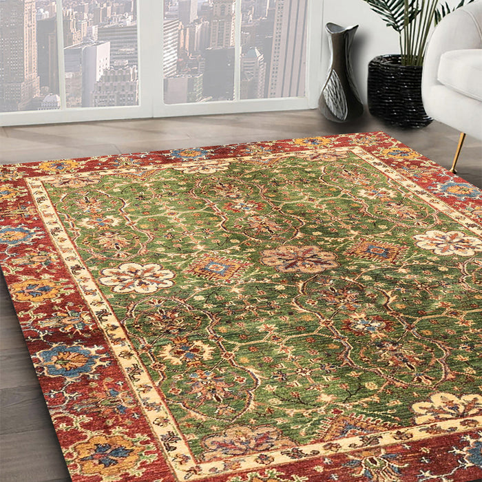 Machine Washable Abstract Metallic Gold Rug in a Family Room, wshabs3371