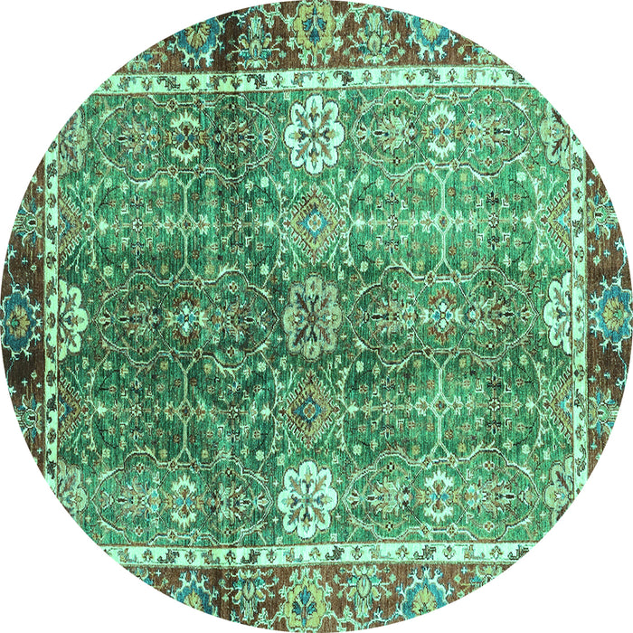 Round Oriental Turquoise Traditional Rug, abs3371turq