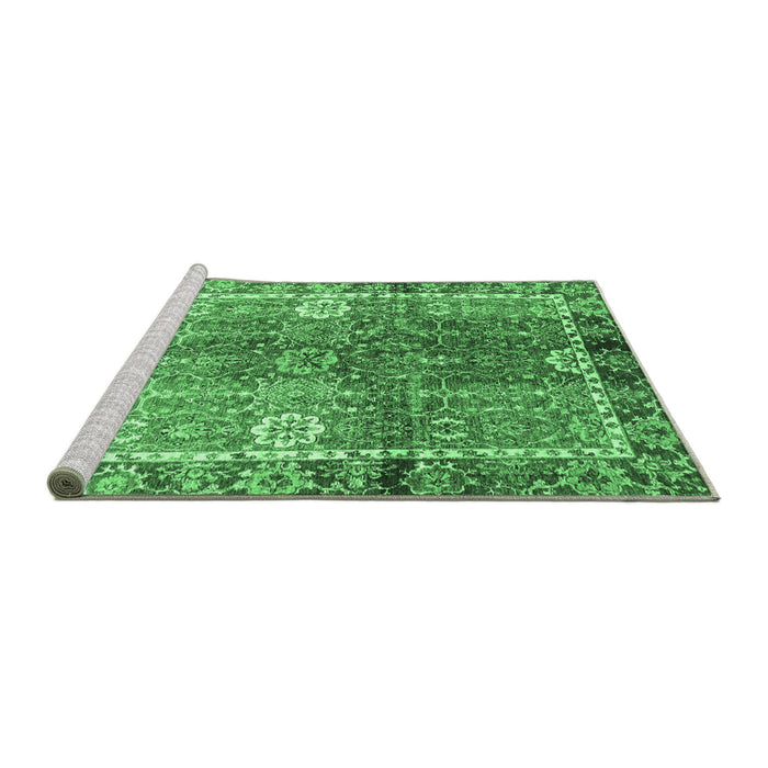Sideview of Machine Washable Oriental Emerald Green Traditional Area Rugs, wshabs3371emgrn