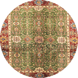 Round Abstract Metallic Gold Oriental Rug, abs3371