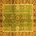 Square Machine Washable Oriental Yellow Traditional Rug, wshabs3371yw