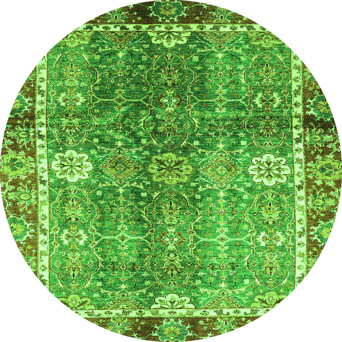Round Oriental Green Traditional Rug, abs3371grn