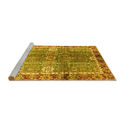 Sideview of Machine Washable Oriental Yellow Traditional Rug, wshabs3371yw
