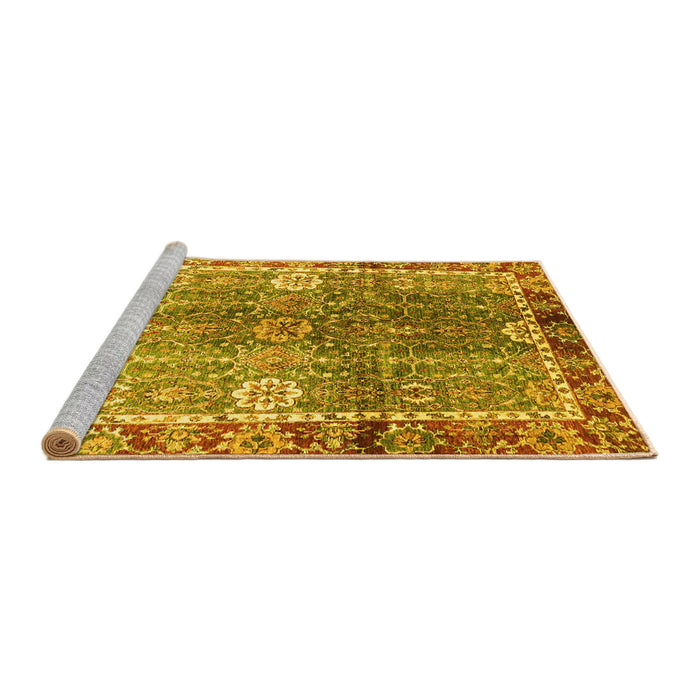 Sideview of Machine Washable Oriental Yellow Traditional Rug, wshabs3371yw