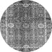 Round Machine Washable Oriental Gray Traditional Rug, wshabs3371gry