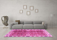 Machine Washable Abstract Pink Modern Rug, wshabs3372pnk