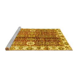 Sideview of Machine Washable Abstract Yellow Modern Rug, wshabs3372yw