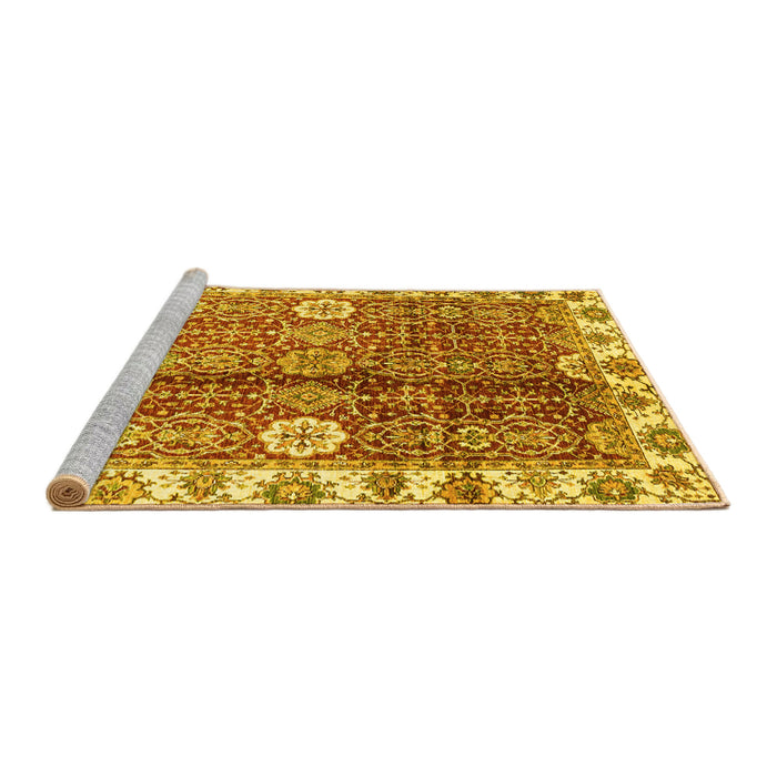 Sideview of Machine Washable Abstract Yellow Modern Rug, wshabs3372yw