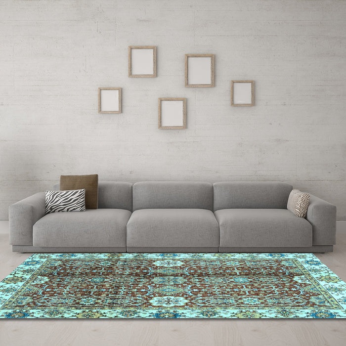 Machine Washable Abstract Light Blue Modern Rug in a Living Room, wshabs3372lblu
