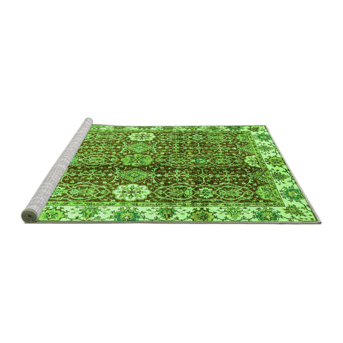 Sideview of Machine Washable Abstract Green Modern Area Rugs, wshabs3372grn