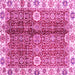 Square Machine Washable Abstract Pink Modern Rug, wshabs3372pnk