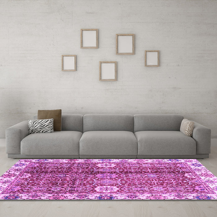 Machine Washable Abstract Purple Modern Area Rugs in a Living Room, wshabs3372pur