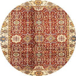 Round Machine Washable Abstract Yellow Rug, wshabs3372