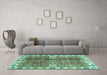 Machine Washable Abstract Turquoise Modern Area Rugs in a Living Room,, wshabs3372turq