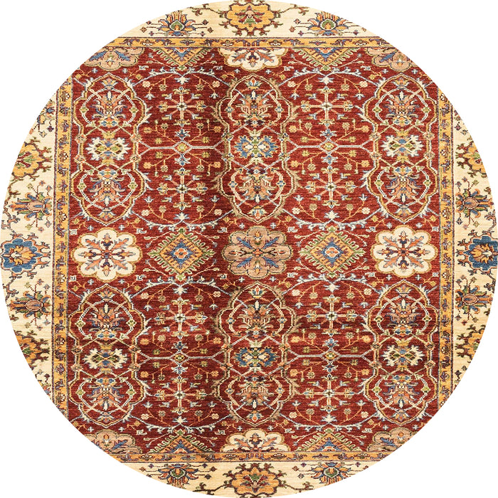 Round Abstract Yellow Modern Rug, abs3372