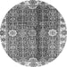 Round Machine Washable Abstract Gray Modern Rug, wshabs3372gry