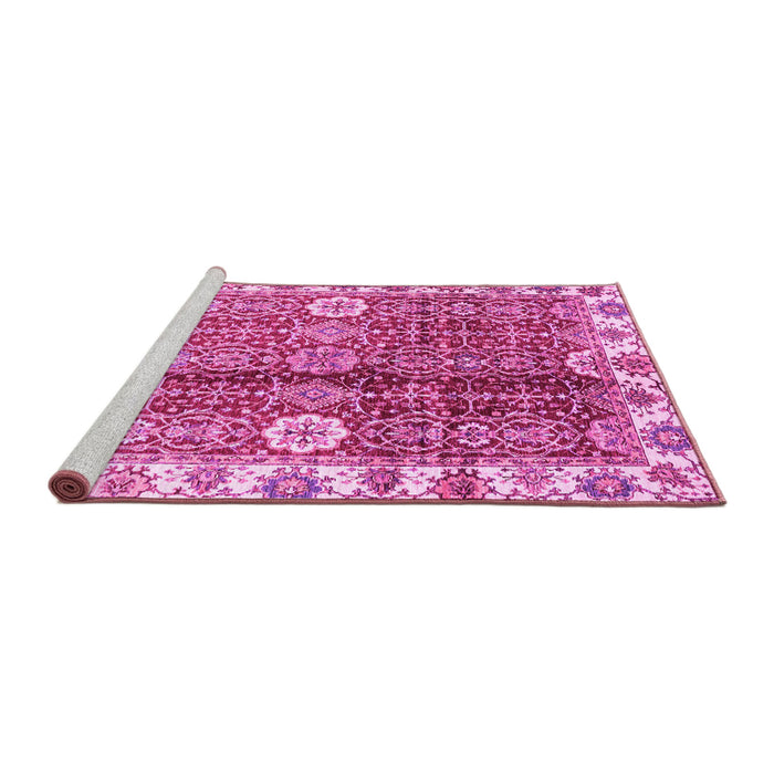 Sideview of Machine Washable Abstract Pink Modern Rug, wshabs3372pnk