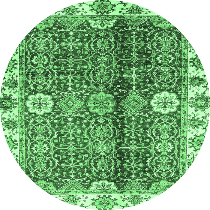 Round Abstract Emerald Green Modern Rug, abs3372emgrn