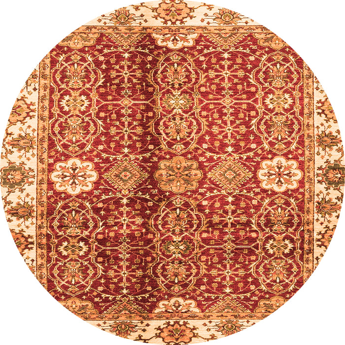 Round Abstract Orange Modern Rug, abs3372org