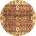 Round Machine Washable Abstract Brown Modern Rug, wshabs3372brn