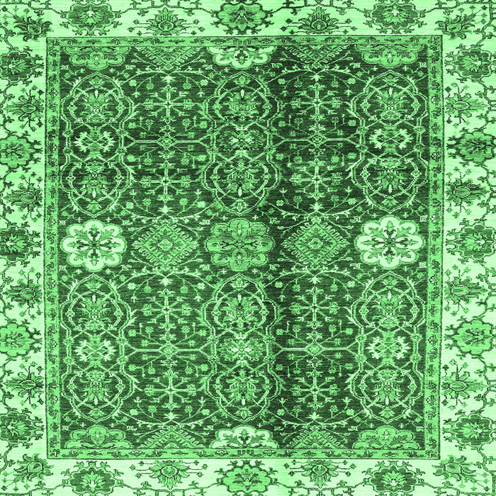 Square Abstract Emerald Green Modern Rug, abs3372emgrn