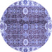 Round Machine Washable Abstract Blue Modern Rug, wshabs3372blu