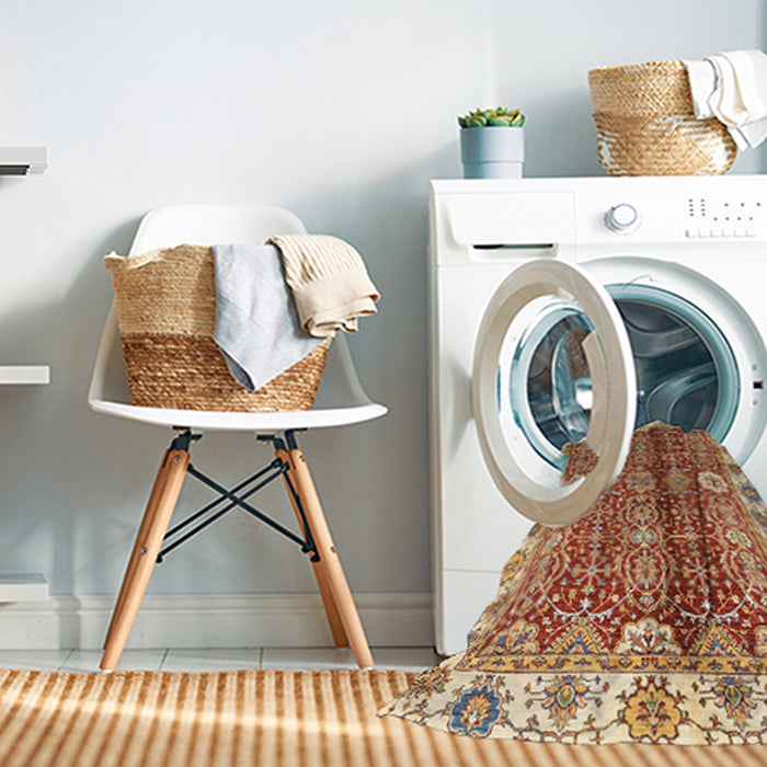 Machine Washable Abstract Yellow Rug in a Washing Machine, wshabs3372