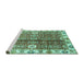 Sideview of Machine Washable Abstract Turquoise Modern Area Rugs, wshabs3372turq