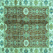 Square Machine Washable Abstract Turquoise Modern Area Rugs, wshabs3372turq