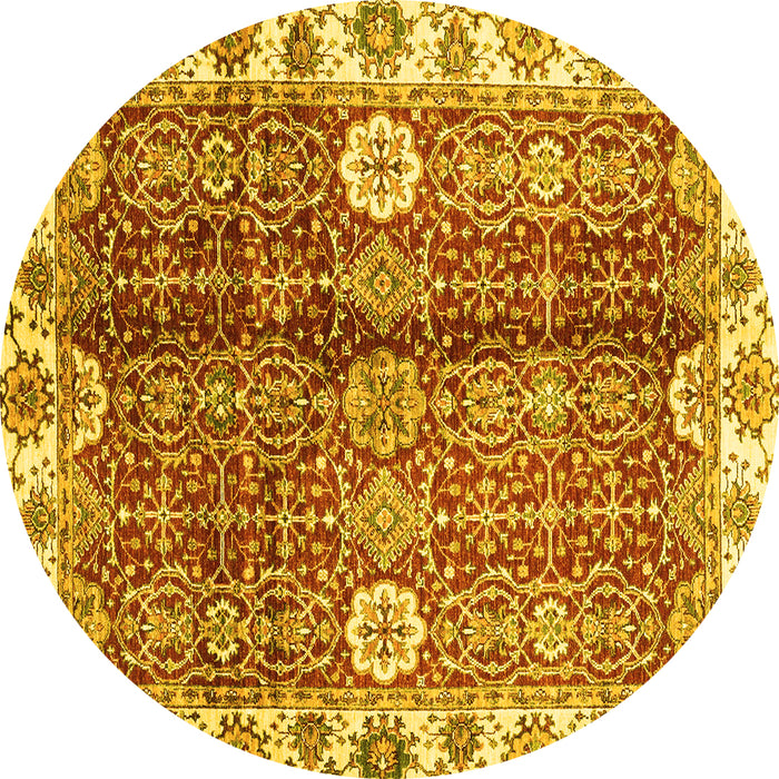Round Abstract Yellow Modern Rug, abs3372yw