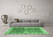 Machine Washable Abstract Emerald Green Modern Area Rugs in a Living Room,, wshabs3372emgrn