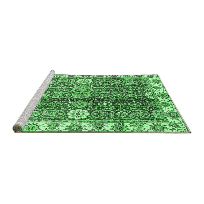 Sideview of Machine Washable Abstract Emerald Green Modern Area Rugs, wshabs3372emgrn