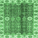 Square Machine Washable Abstract Emerald Green Modern Area Rugs, wshabs3372emgrn