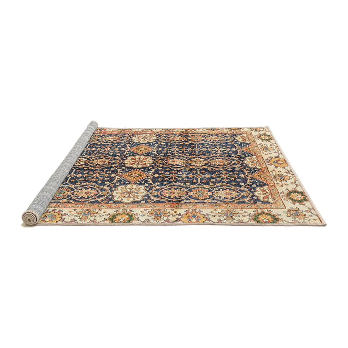 Sideview of Machine Washable Abstract Yellow Rug, wshabs3373