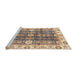 Sideview of Machine Washable Abstract Yellow Rug, wshabs3373